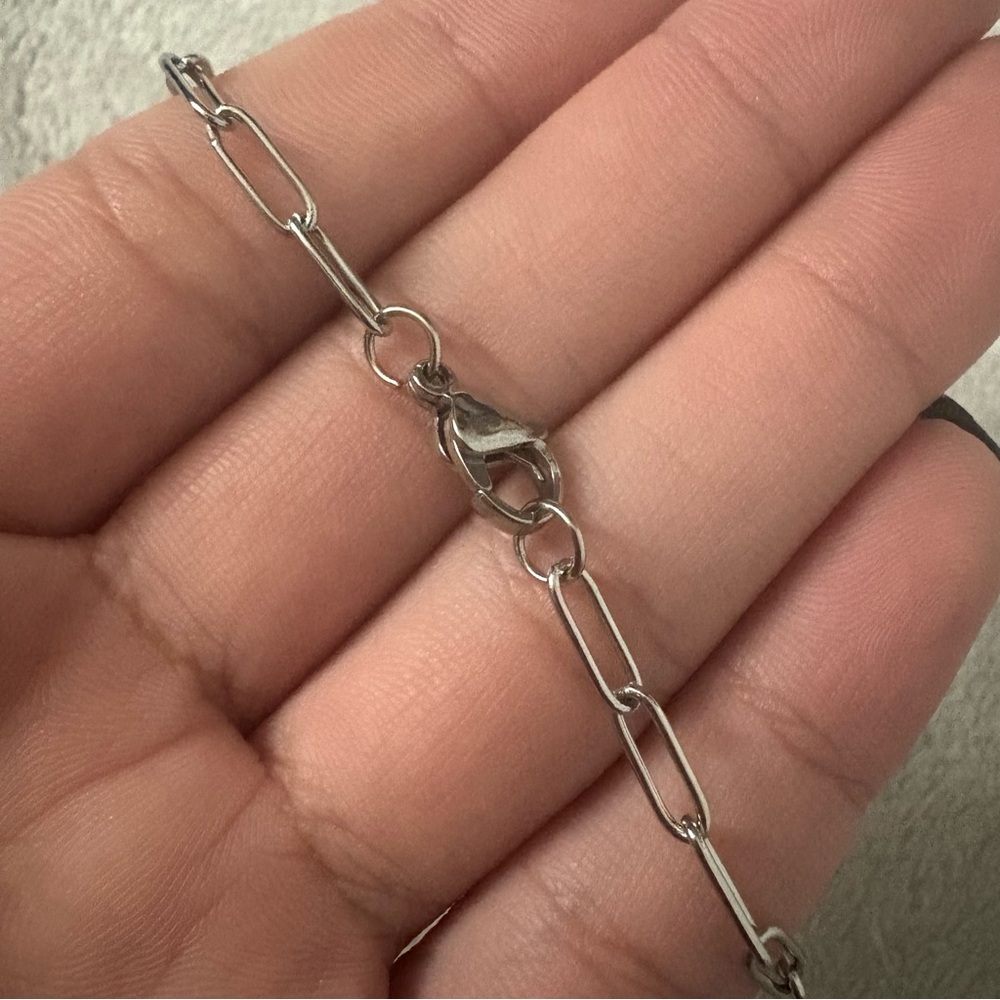 Silver Paper Clip Chain | 16” Stainless Steel - Picture 3 of 3